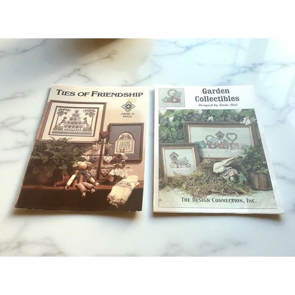 Pair Of Vtg Cross Stitch Charts Country Garden Collectibles Ties Of Friendship